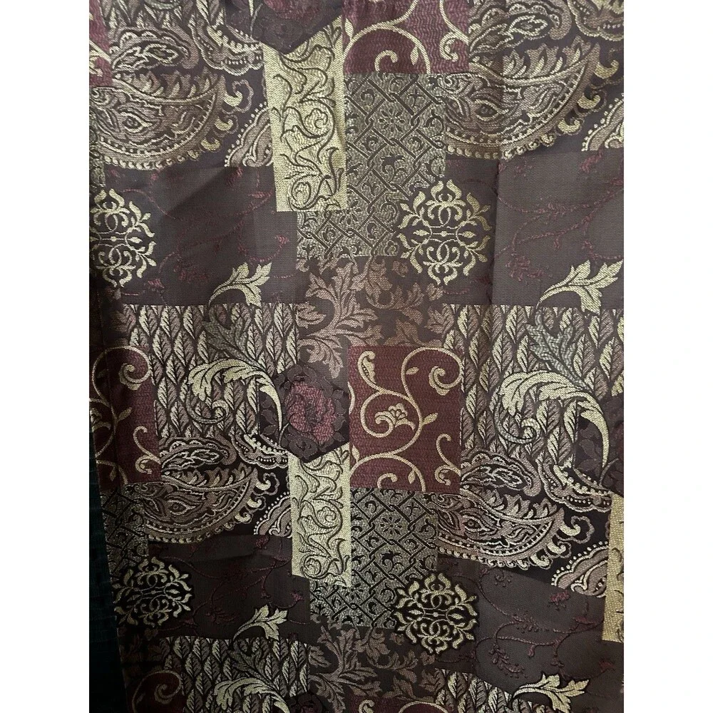 Burgandy Gold Paisley Patchwork Fabric Shower Curtain Hooks 72x72 No Liner Bath